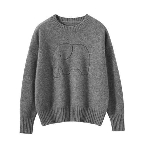 Women's Grey Wool Knit Sweater #nigo96633