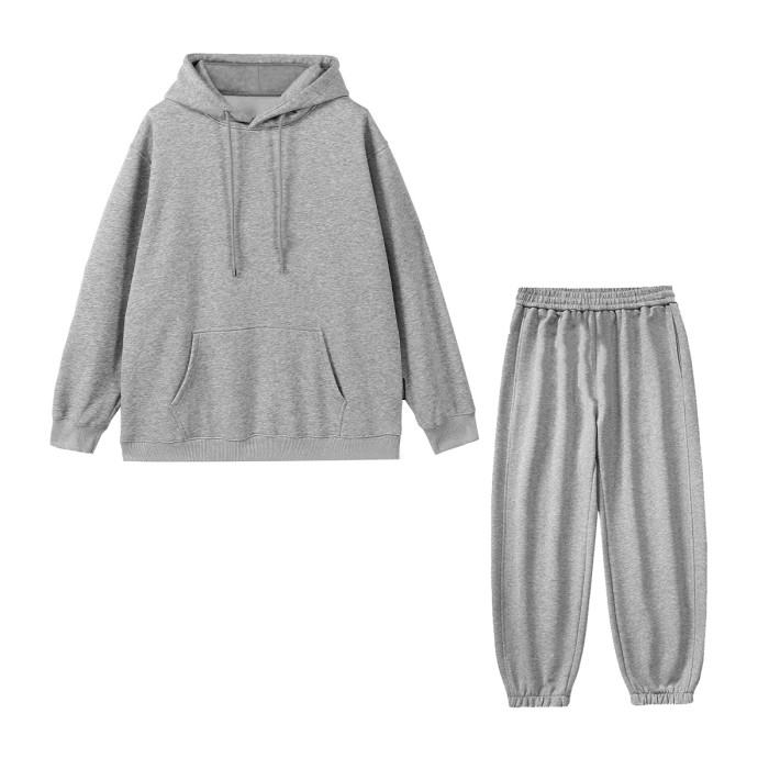 Hooded Sweatshirt Pullover Sweatpants Set Suit Grey #nigo96679