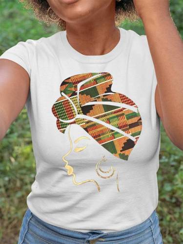 Black Girl Silhouette Turban Graphic T-shirt