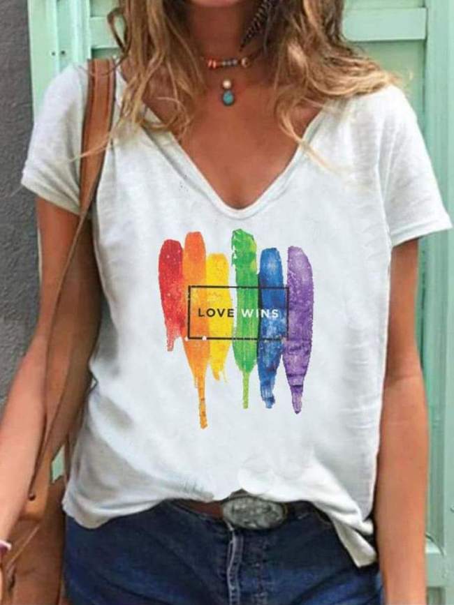 Rainbow Love Wins Crew Neck T-shirt
