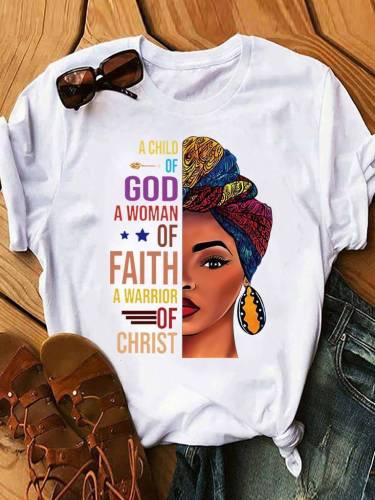 A Child Of God A Woman Of Faith A Warrior Of Christ Black Queen Tees
