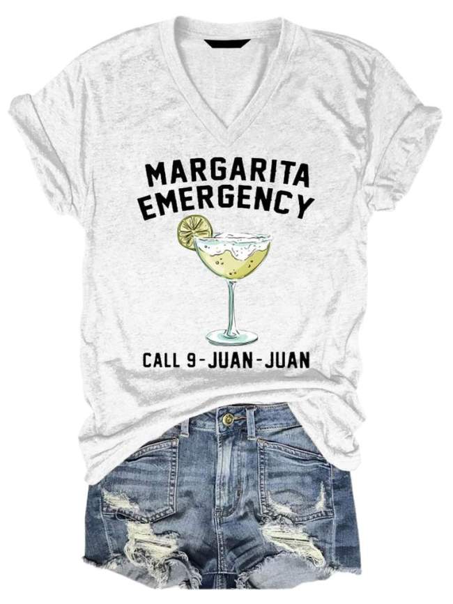 Margarita Emergency Call 9-Juan-Juan V-Neck Tee T-shirt