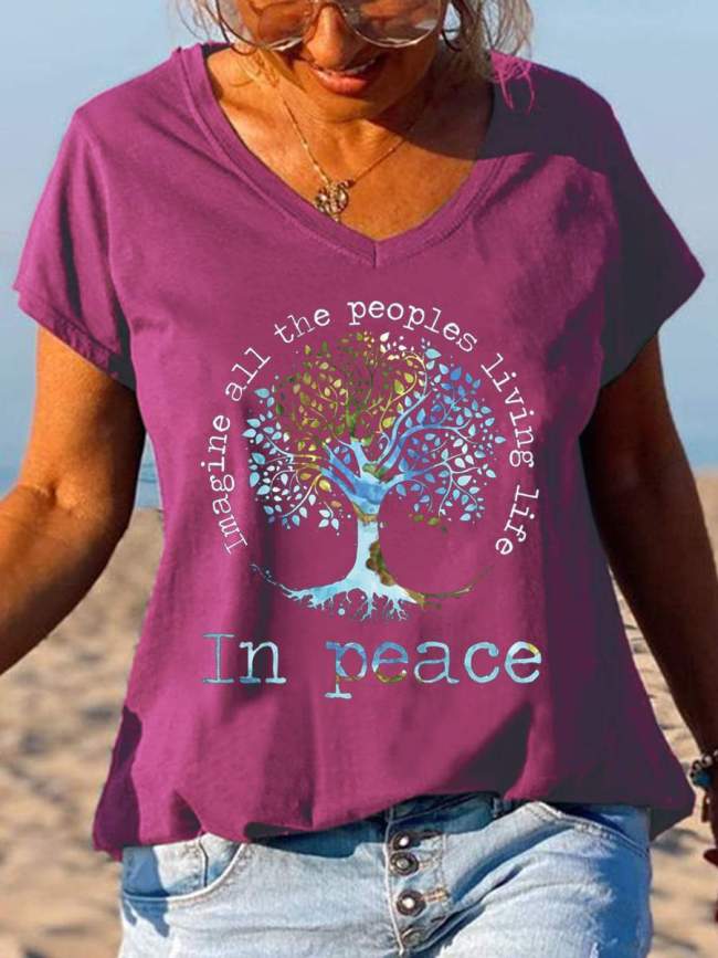 Imagine All The People Living Life Tree Of Life Graphic Tees