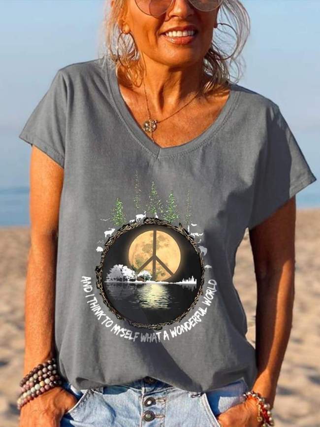And I Think To Myself What A Wonderful World Peace Moon Tees