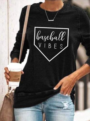 Baseball Shirt Women Funny Baseball Vibes Graphic Sweatshirt