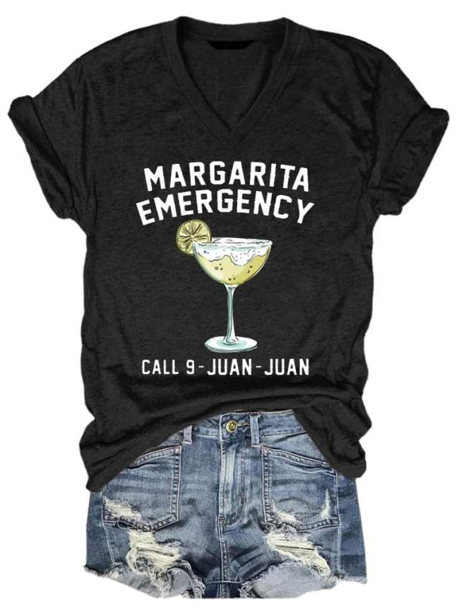 Margarita Emergency Call 9-Juan-Juan V-Neck Tee T-shirt