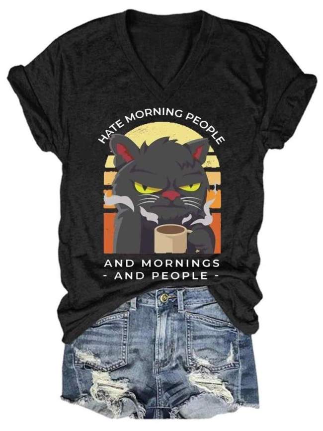 Women's Mornings and People V-Neck T-Shirt