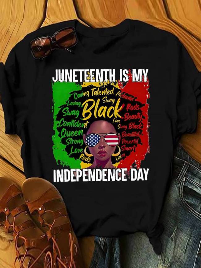Black Girl Independence Day Graphic T-shirt