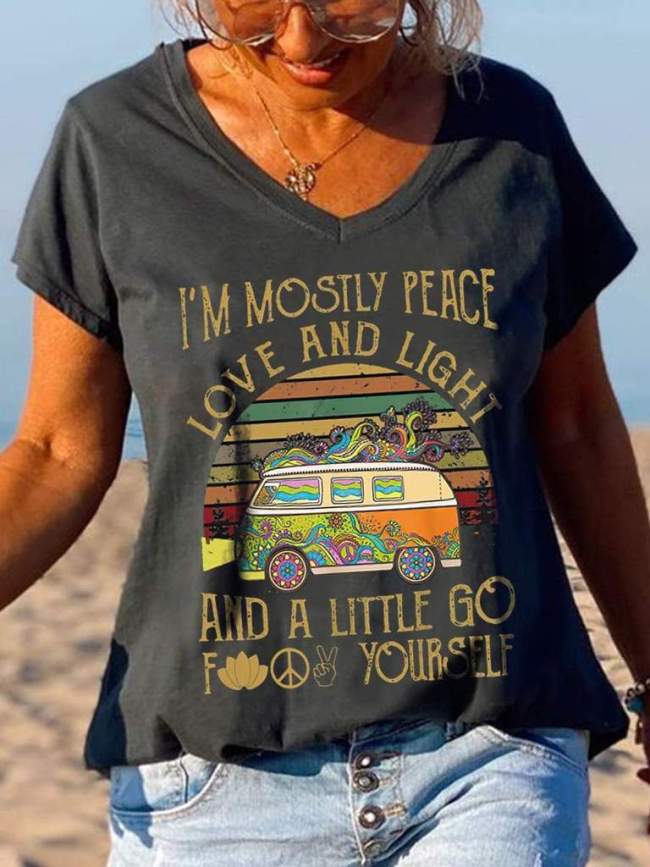 I'm Mostly Peace Love And Light Women Old Hippies T-shirt