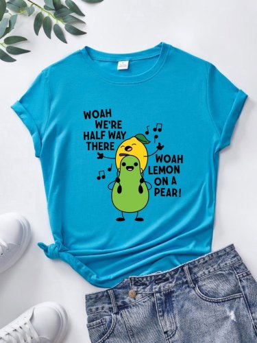 Lemon On A Pear Sing Graphic Round Neck Tee