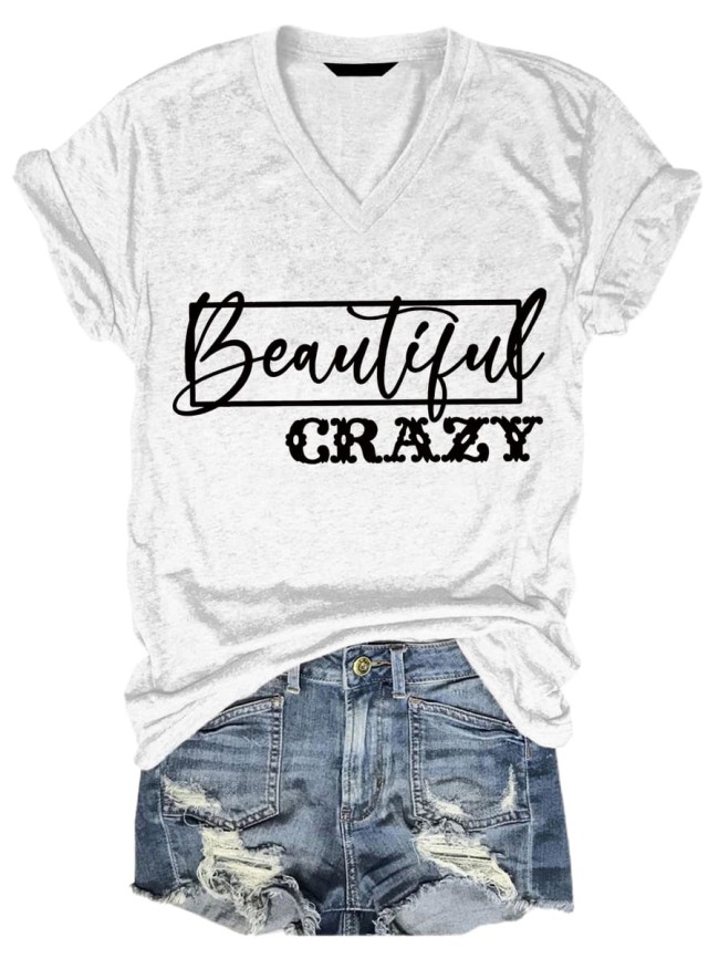 Beautiful Crazy Country Western Style V-neck Tee