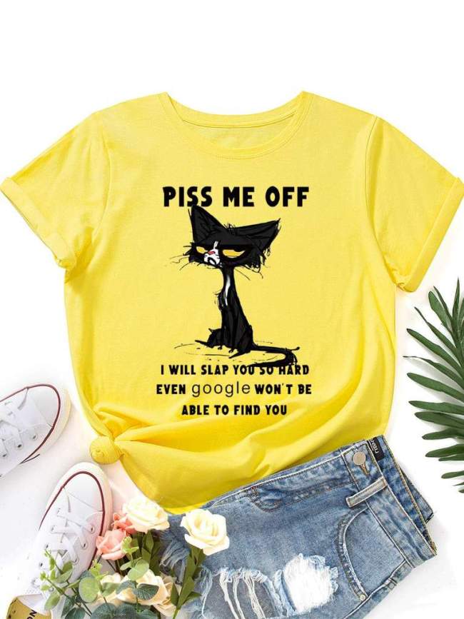 Piss Me Off Cat Graphic Tank Top