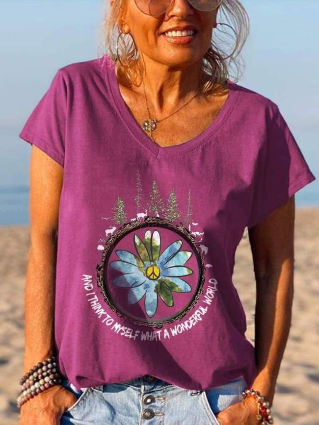 And I Think To Myself What A Wonderful World Peace Flower Tees