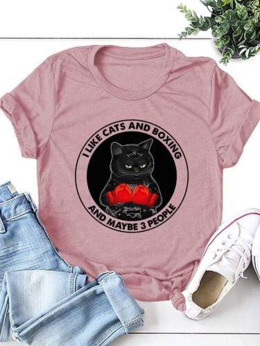 I Like Cats And Boxing Tee