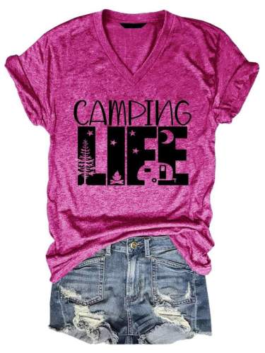 Camping Life Casual V-neck Tee