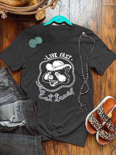Live Fast Eat Trash Western Style Tee