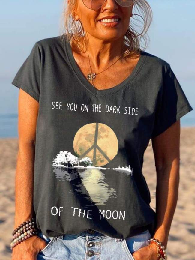 See You On The Dark Side Of The Moon Printed Graphic Tees