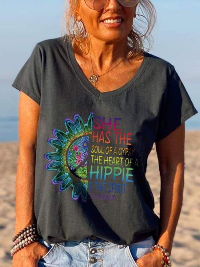 She Has The Soul Of A Gypsy Sunflowers Colorful Graphic Tees