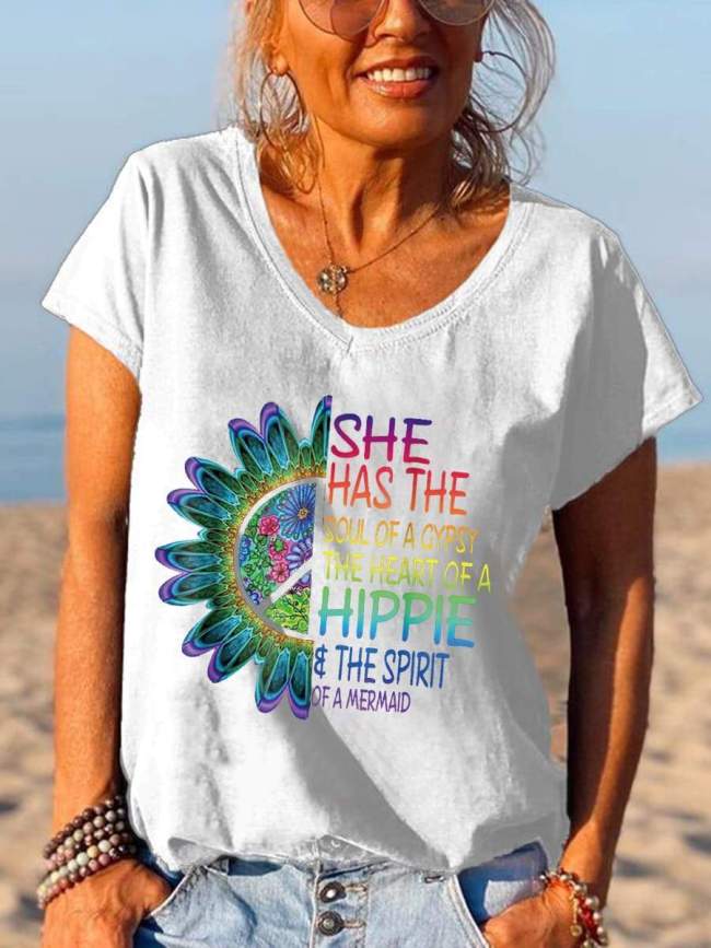 She Has The Soul Of A Gypsy Sunflowers Colorful Graphic Tees