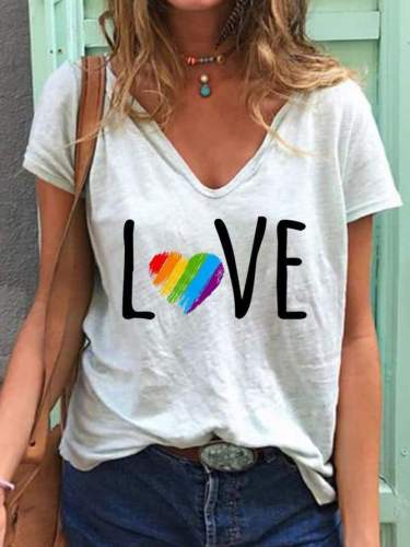 Love Is Love Rainbow Print Tee Top