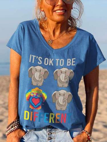 It's Ok To Be Different Elephant Tie-dye Pattern Graphic Tees