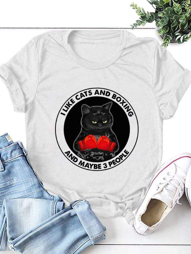 I Like Cats And Boxing Tee