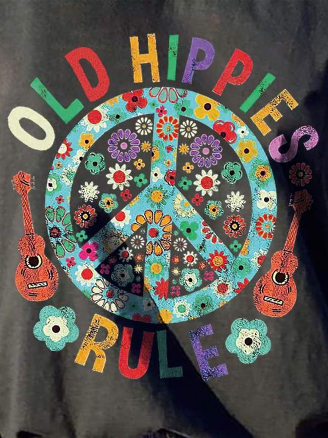 Old Hippies Rule Peace Graphic Women’s Tees