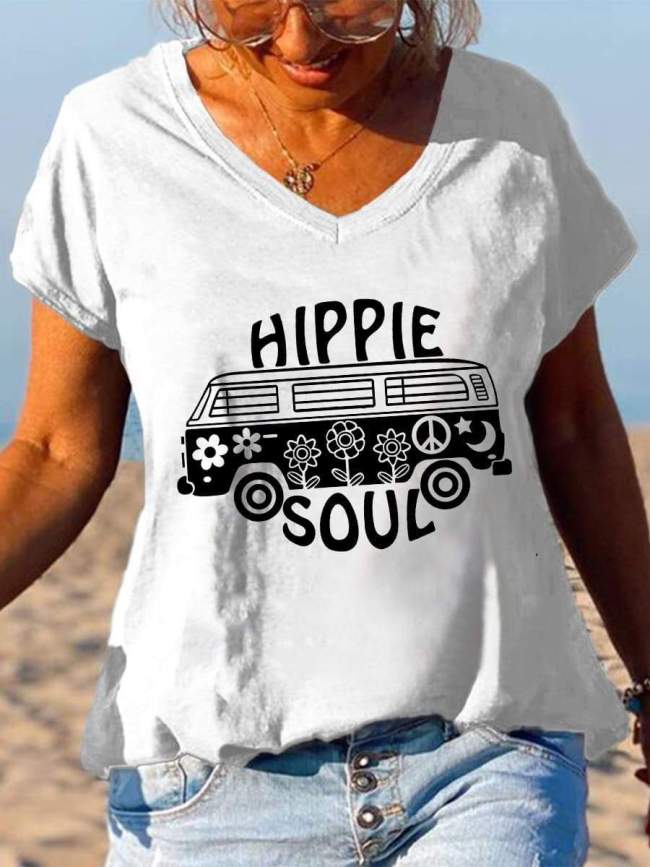 Hippie Soul Car Graphic Short Sleeve T-Shirt