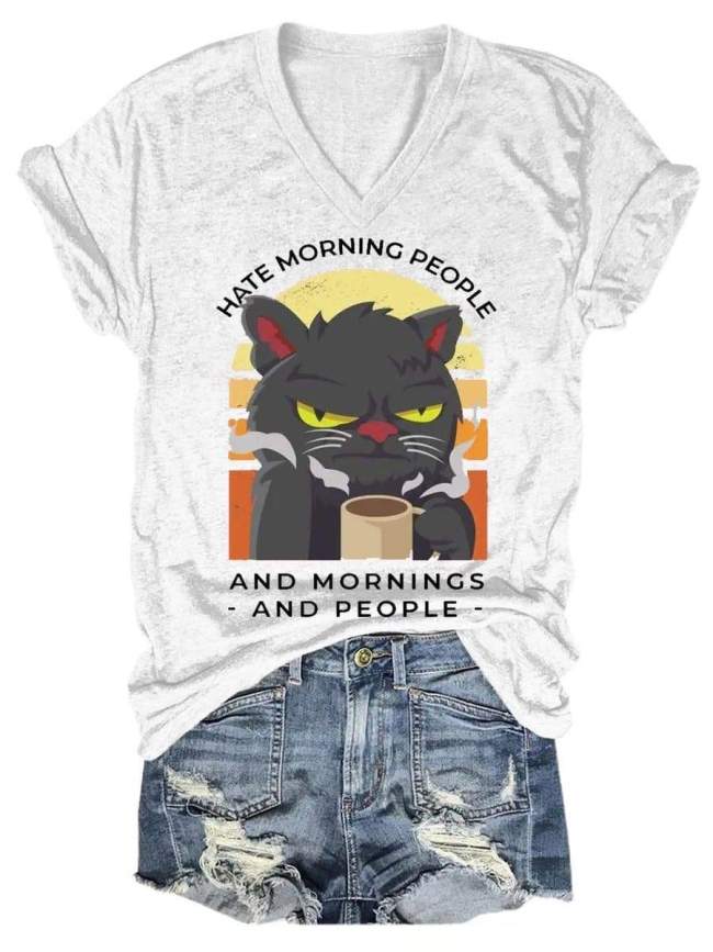 Women's Mornings and People V-Neck T-Shirt
