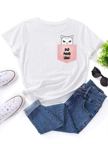Cats T-Shirt Pocket Bath Mood Shirt