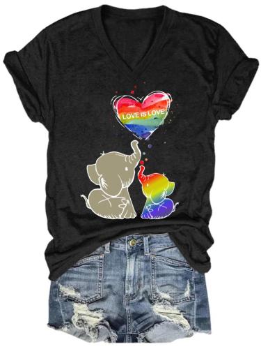 Lgbt Gay Lesbian V-Neck T-Shirt Love Is Love Tee