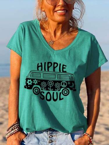 Hippie Soul Car Graphic Short Sleeve T-Shirt