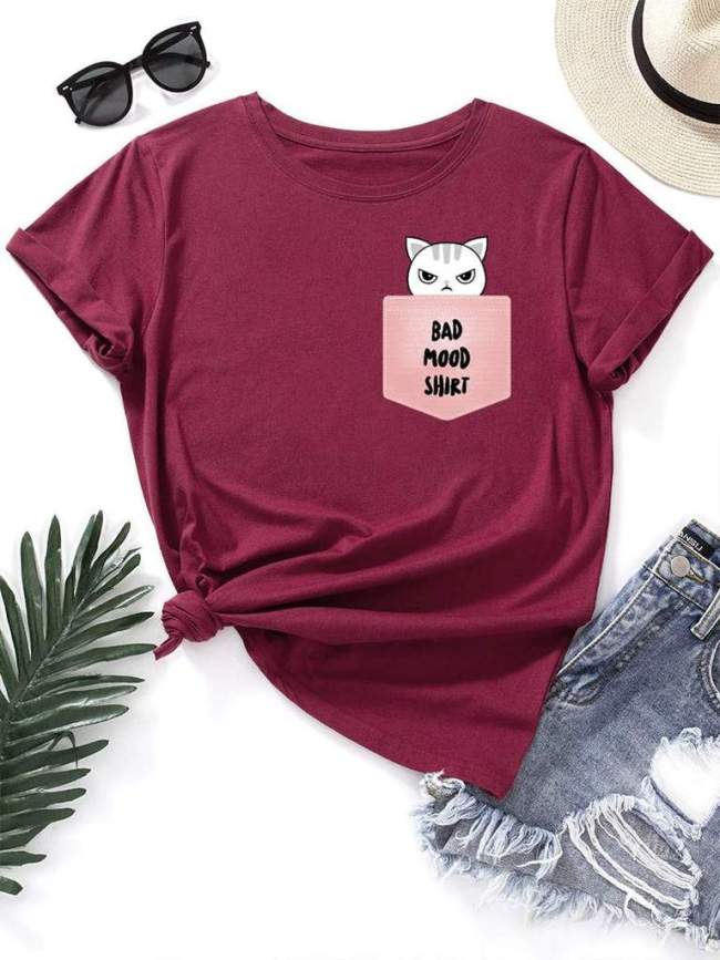 Cats T-Shirt Pocket Bath Mood Shirt