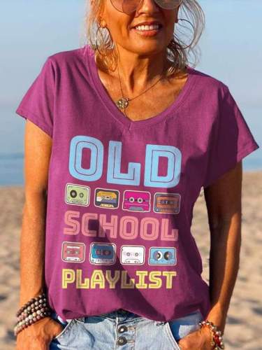 Old School Playlist Cassette Tape Printed Graphic Tees