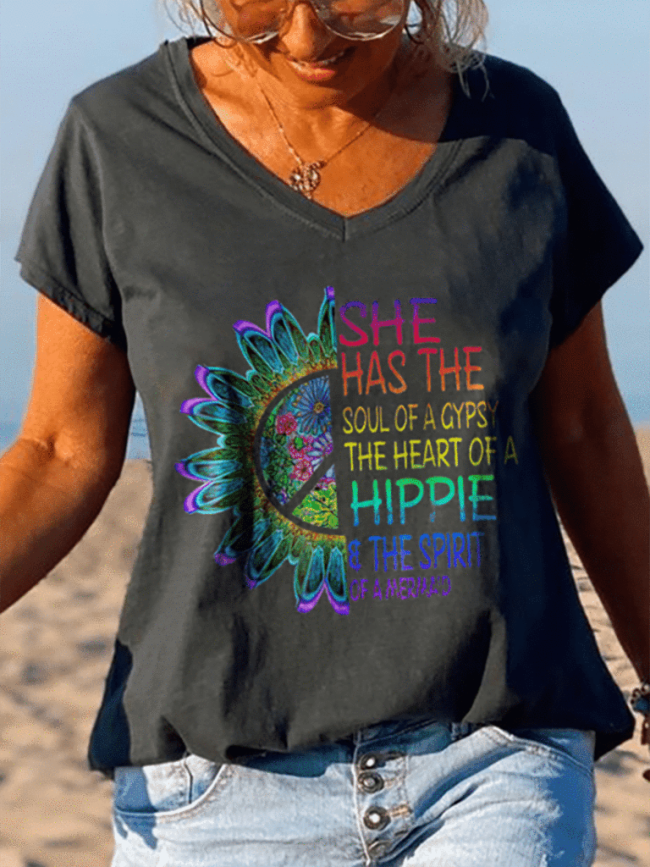 She Has The Soul Of A Gypsy Sunflowers Colorful Graphic Tees