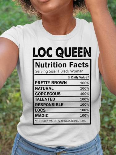 Loc Queen Nutrition Facts Graphic T-shirt