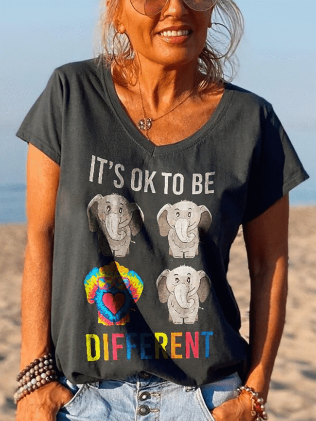 It's Ok To Be Different Elephant Tie-dye Pattern Graphic Tees