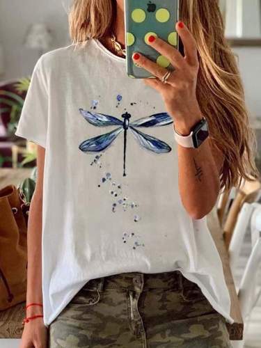 Dragonfly Print Women T-shirt