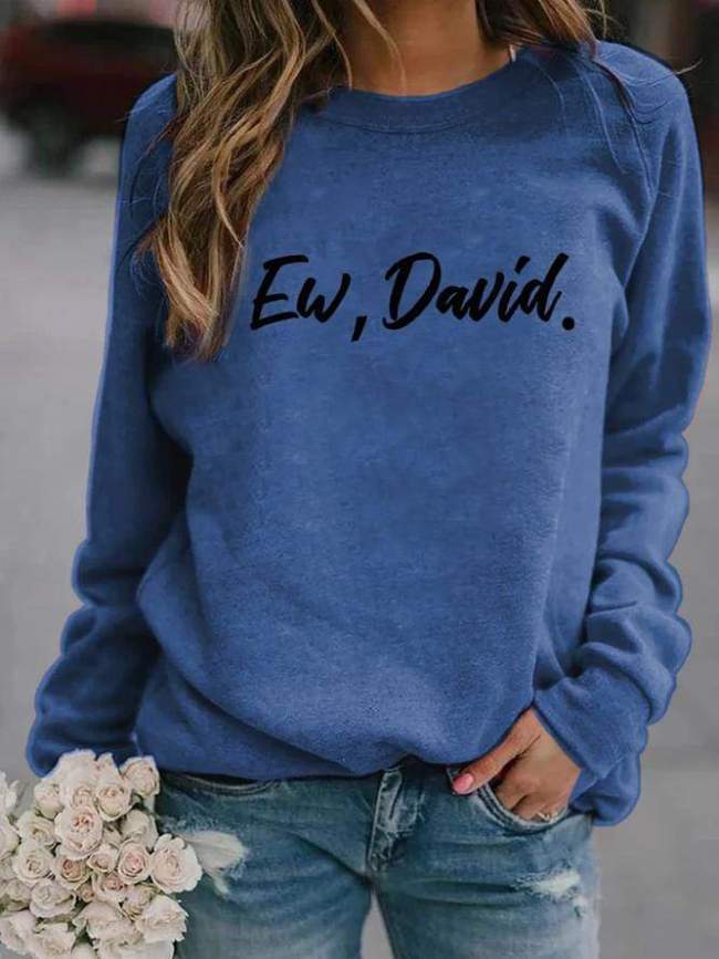Ew David Letter Print Simple Style Crew Neck Women'S Sweatshirt