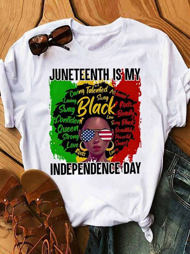 Black Girl Independence Day Graphic T-shirt