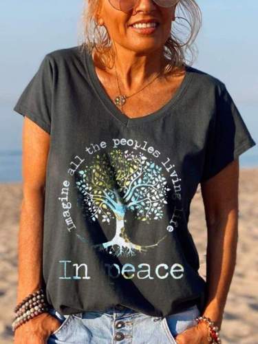 Imagine All The People Living Life Tree Of Life Graphic Tees