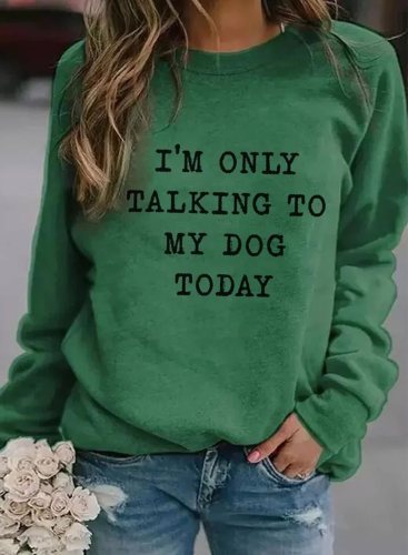 Women's Sweatshirts Round Neck Long Sleeve Solid Letter Casual Daily Sweatshirts