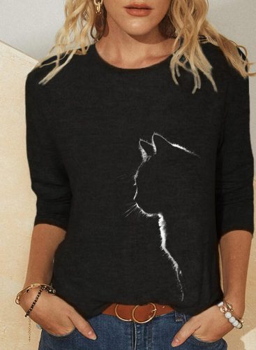 Women's Sweatshirts Round Neck Long Sleeve Animal Print Daily Casual Sweatshirts