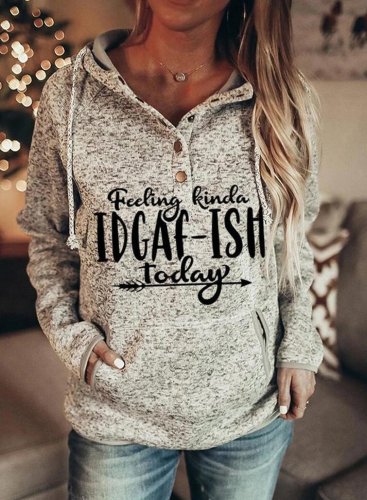 Women's Hoodies Drawstring Long Sleeve Letter Hoodies With Pockets