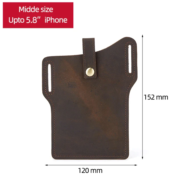 Custom name Cellphone Loop Holster Protective Sleeve Nubuck Leather Belt Phone Bag Outdoor Leisure Waist Hanging Phone Bag