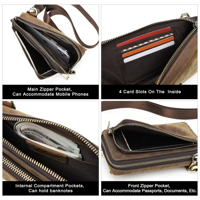 Custom Letter Phone Bag Waist Pouch Bag Genuine Leather Card Holders Wallet Handbag Money Pockets Small Bags For Traval