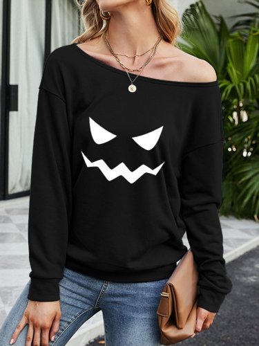 Halloween Simple Ghost Women's Long Sleeves Sweatshirt