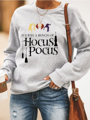 It's just a bunch of hocus pocus.Halloween printed round neck long-sleeved polyester cotton sweatshirt