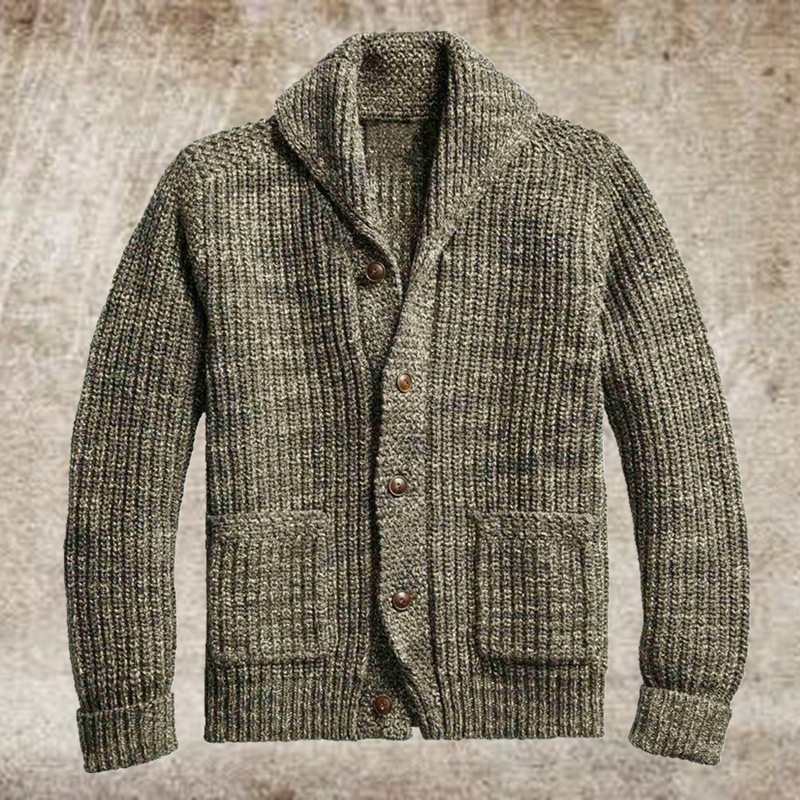 US$ 54.60 - Plain Lapel Button Standard Casual Men's Sweater - www ...