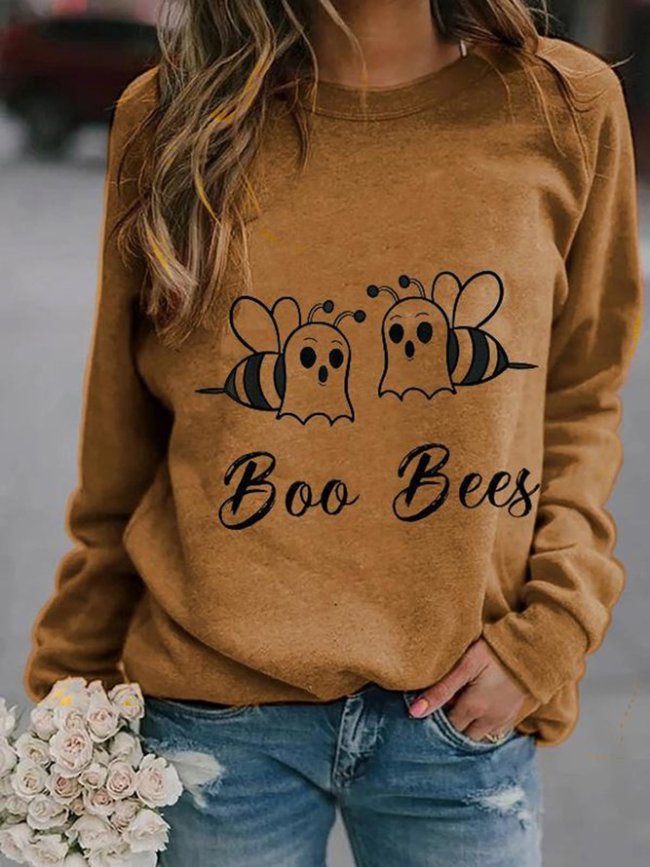 Honeybee Print Long Sleeve Sweater For Halloween